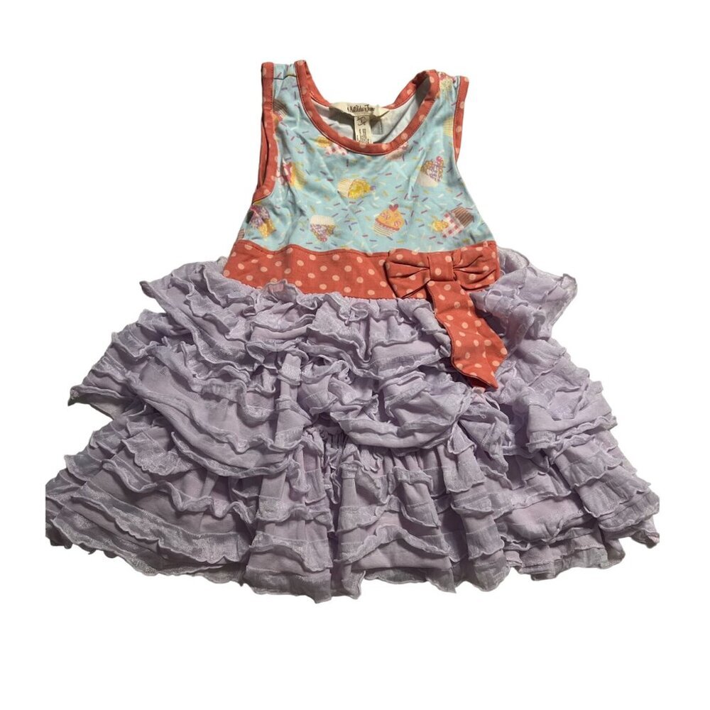 Matilda Jane Let's Eat Cake Ruffle A-Line Dress Girls Size 2 Excellent VERY Gent